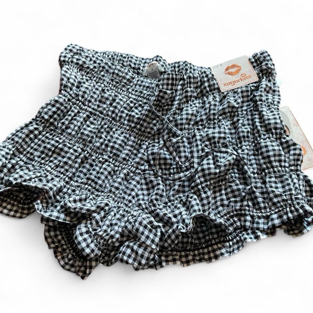 Black and White Gingham Ruffle Shorts